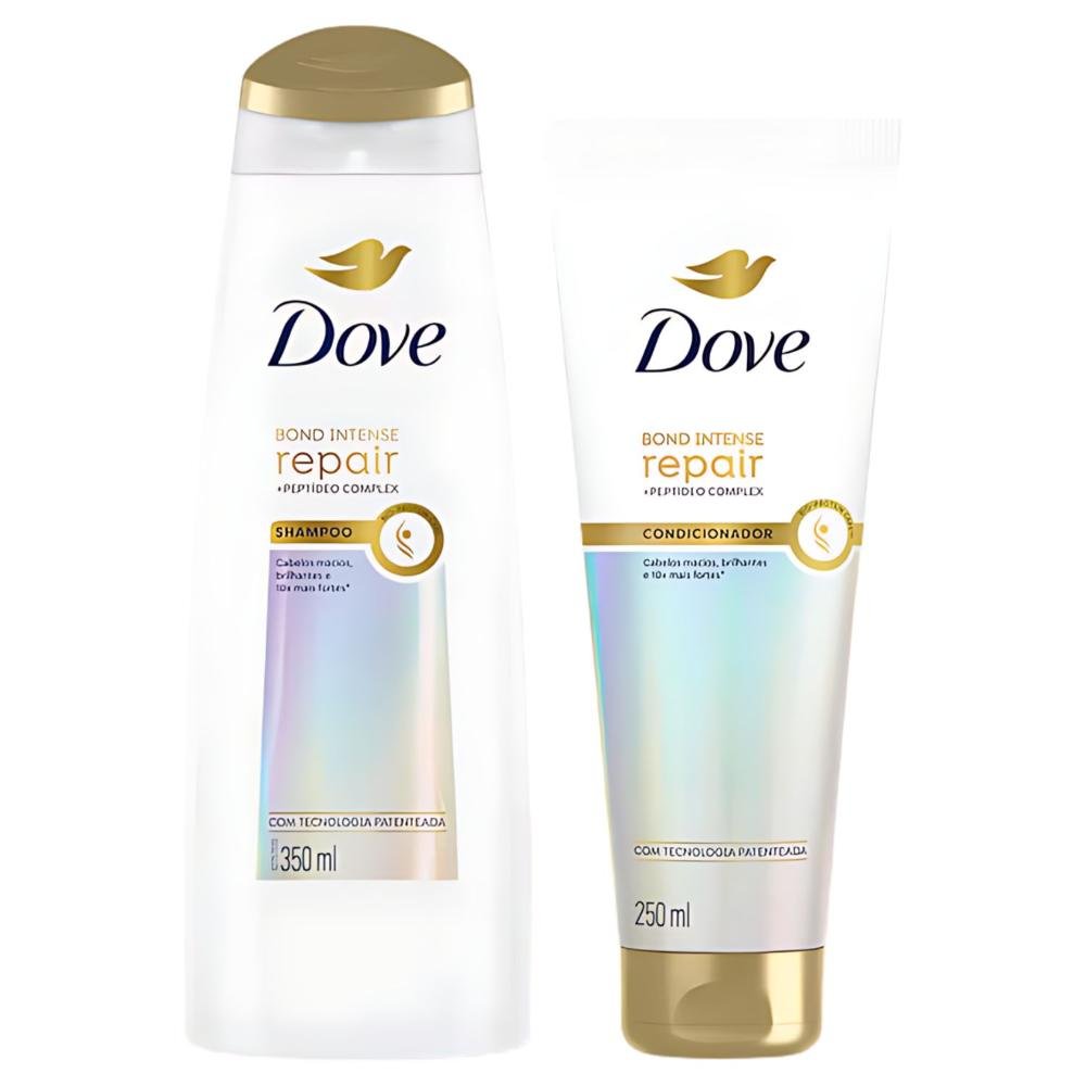 Kit Dove Bond Intense Repair Completo: Shampoo 350ml, Condicionador 250ml, Máscara, Leave-In e Óleo Sérum Bifásico ÚNICO 3