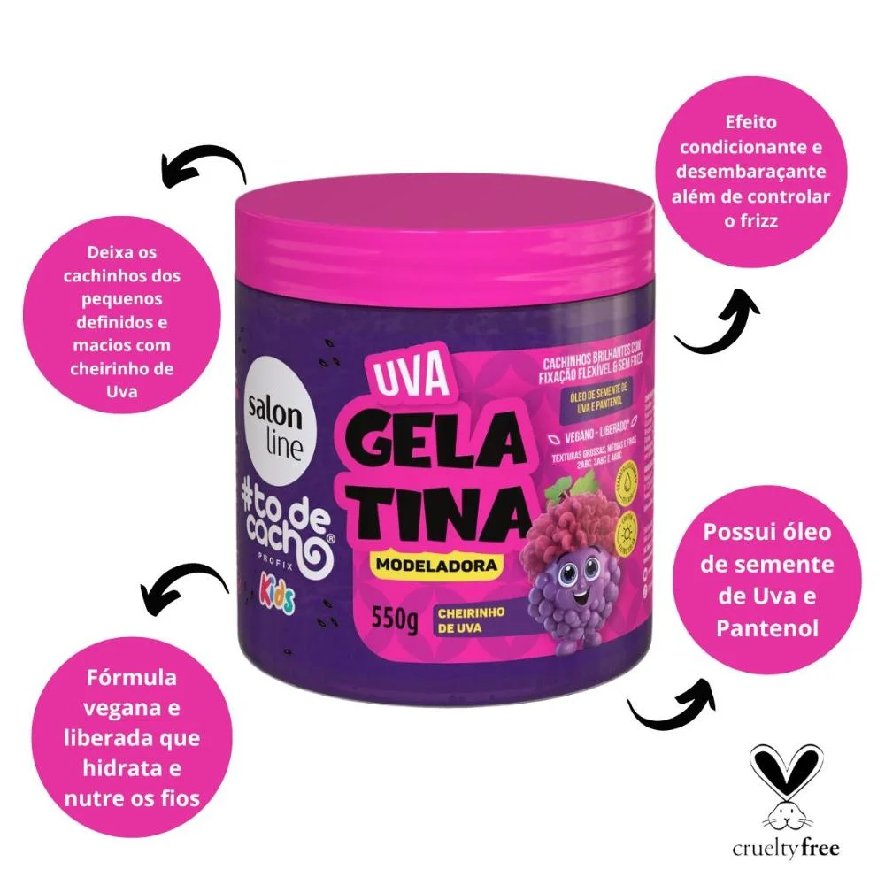 Gelatina Modeladora Salon Line Kids #todecacho Uva 550g 550g 2