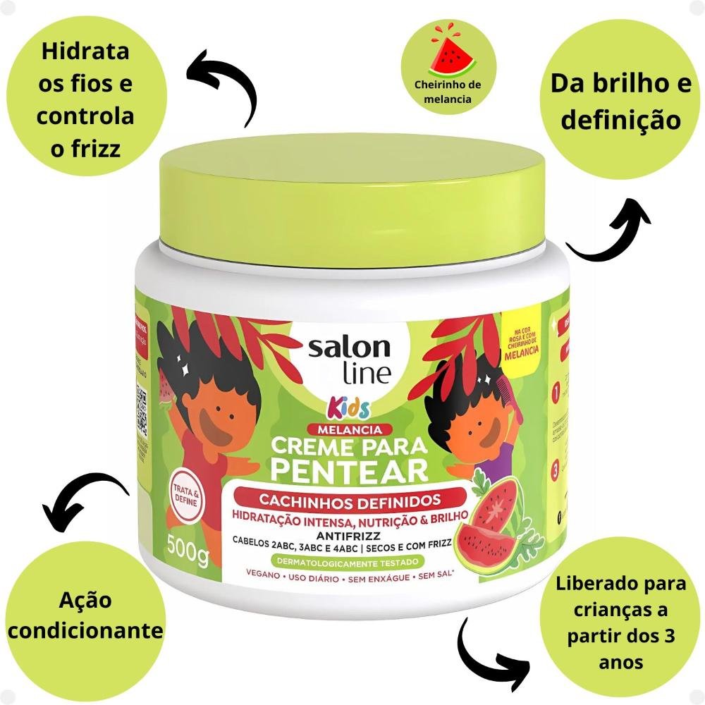 Creme para Pentear Salon Line Kids Cachinhos Definidos Melancia 500g 500g 2