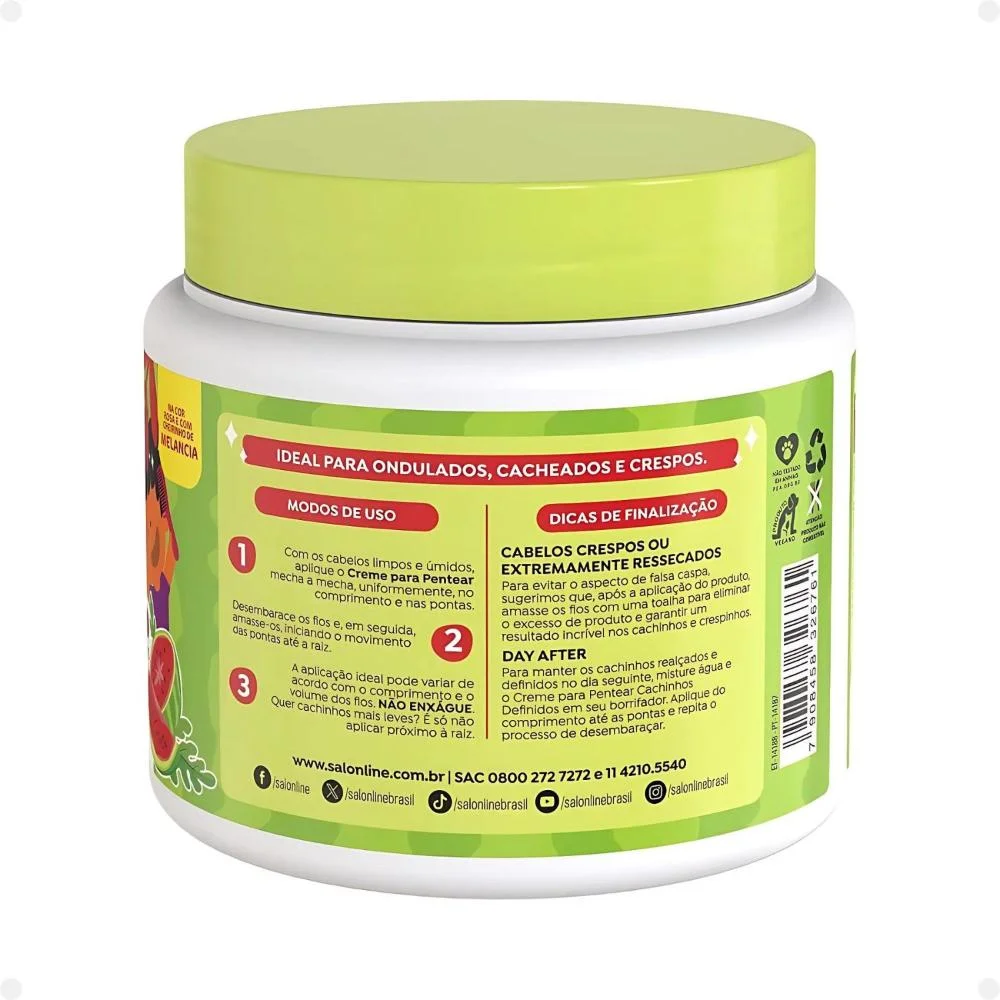 Creme para Pentear Salon Line Kids Cachinhos Definidos Melancia 500g 500g 3