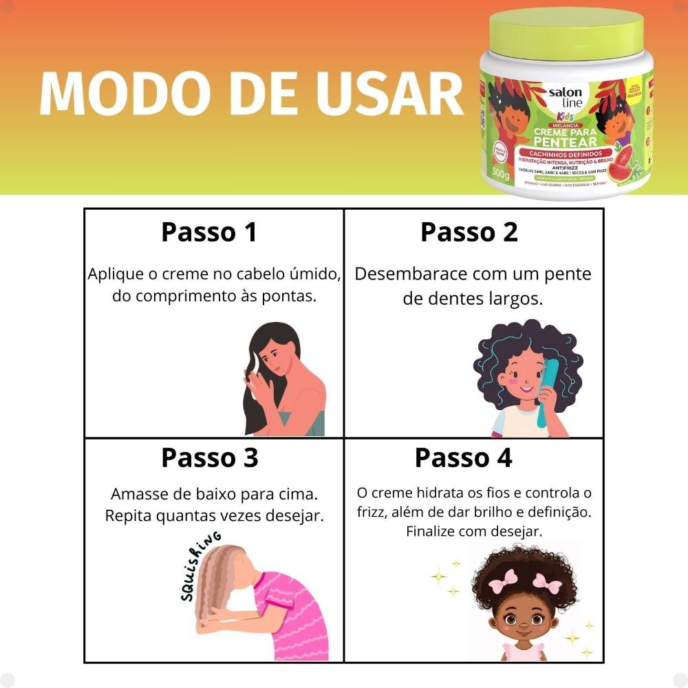 Creme para Pentear Salon Line Kids Cachinhos Definidos Melancia 500g 500g 6