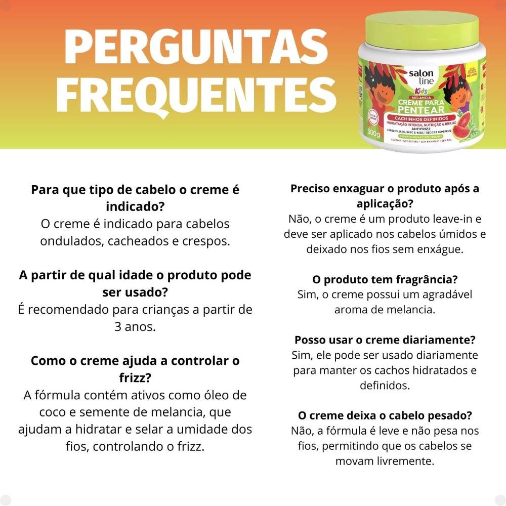 Creme para Pentear Salon Line Kids Cachinhos Definidos Melancia 500g 500g 7