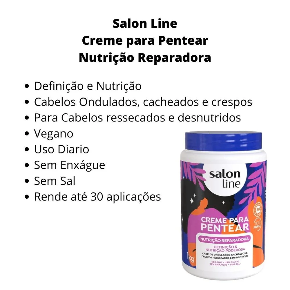 Creme Para Pentear Salon Line Nutrição Reparadora 1kg 1kg 4