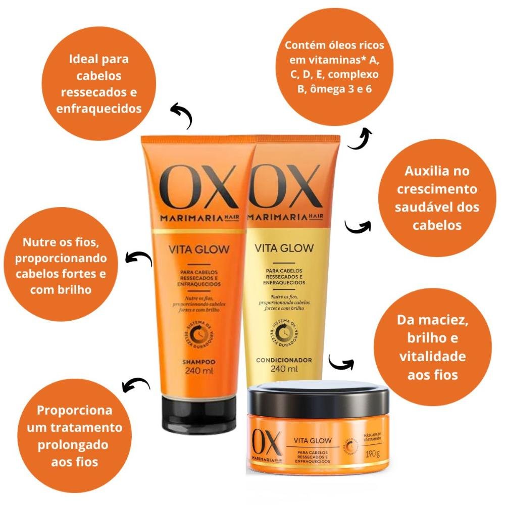 Kit Ox Mari Maria Hair Vita Glow C/3 ÚNICO 2