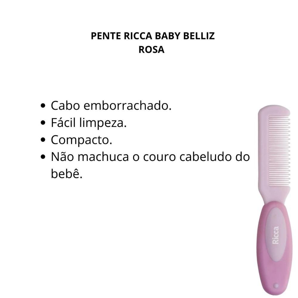 Pente Belliz Ricca Baby Rosa Cod.389 ÚNICO 2