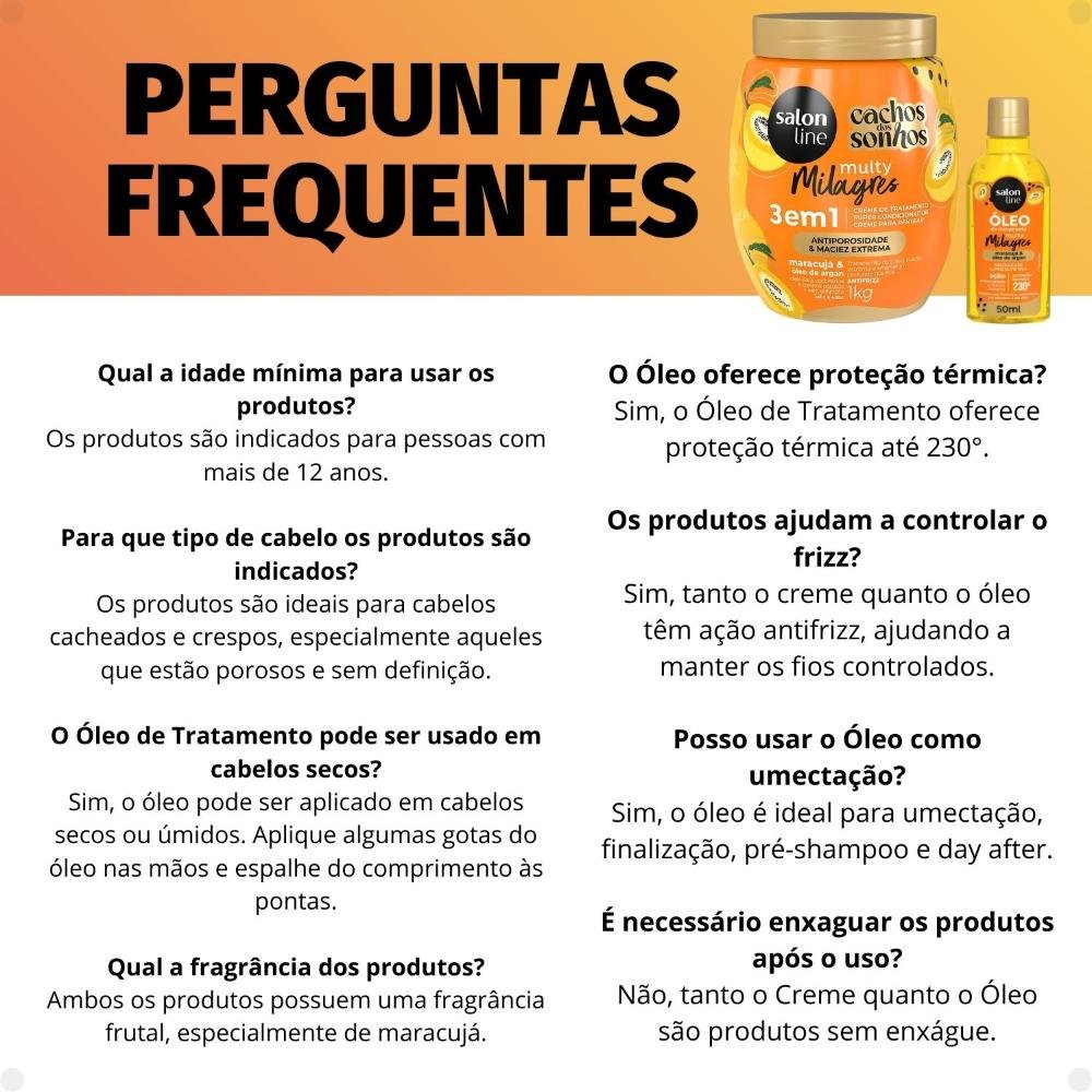 Kit Salon Line Multy Milagres: 1 Creme 3 em 1 e 1 Óleo Maracujá ÚNICO 7