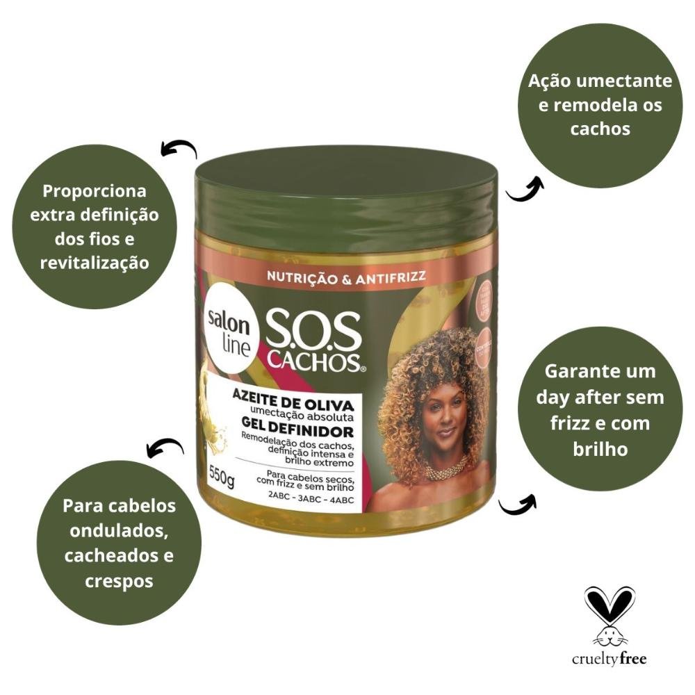 Gel Definidor Salon Line Sos Cachos Azeite de Oliva 550g 550g 2