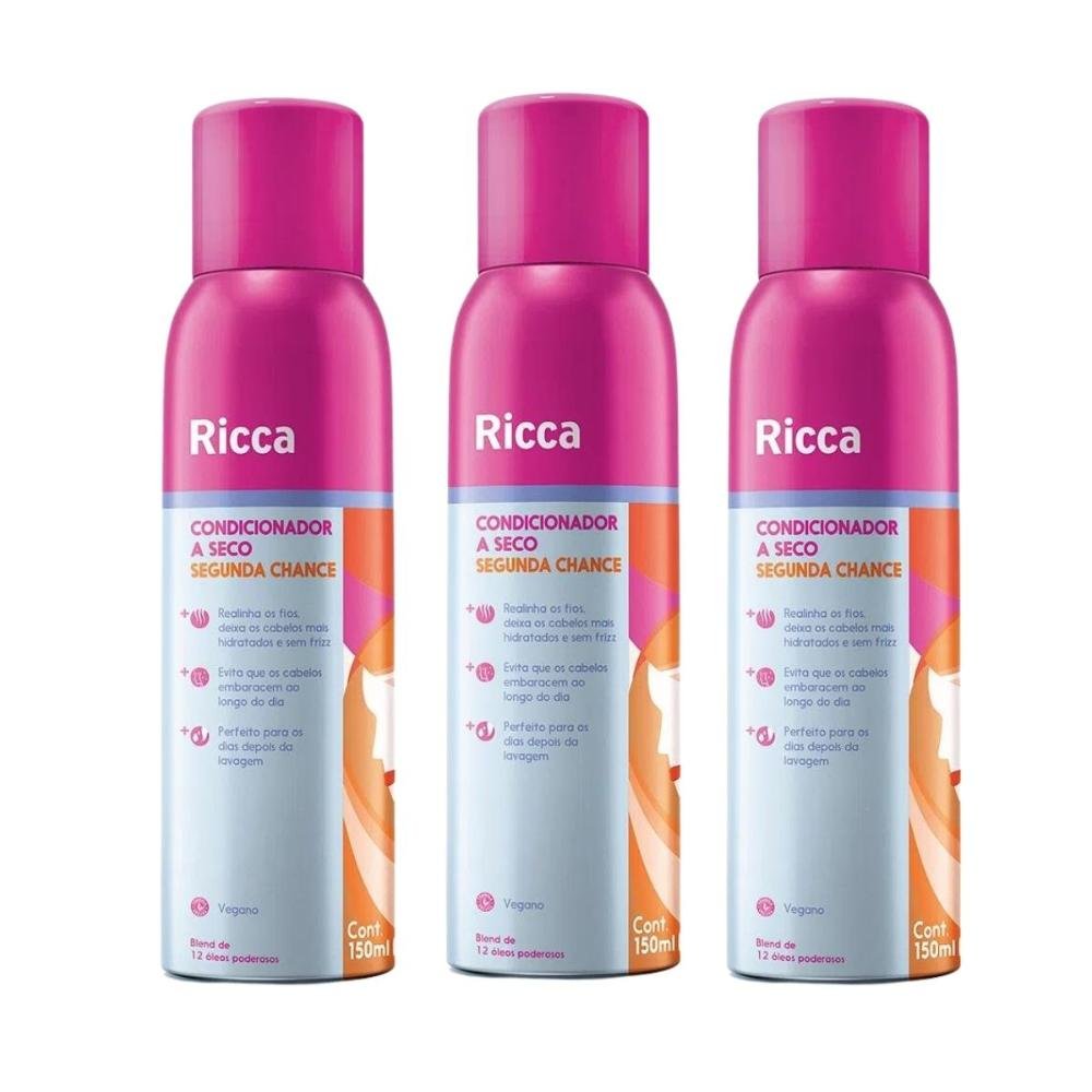 Kit Condicionador A Seco Segunda Chance Ricca Belliz 150ml C/3 ÚNICO 1