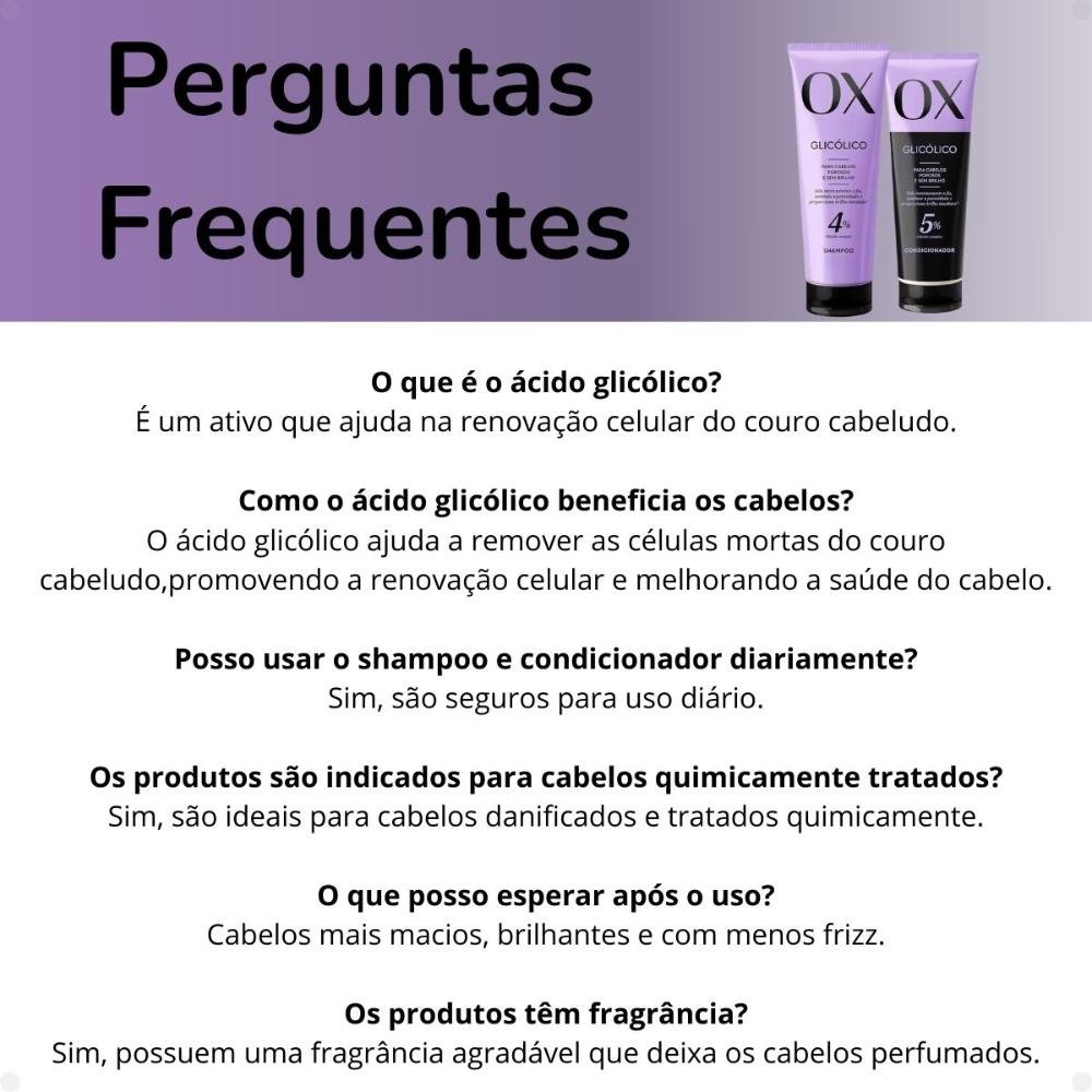 Kit Ox Glicólico: Shampoo e Condicionador 170ml ÚNICO 6