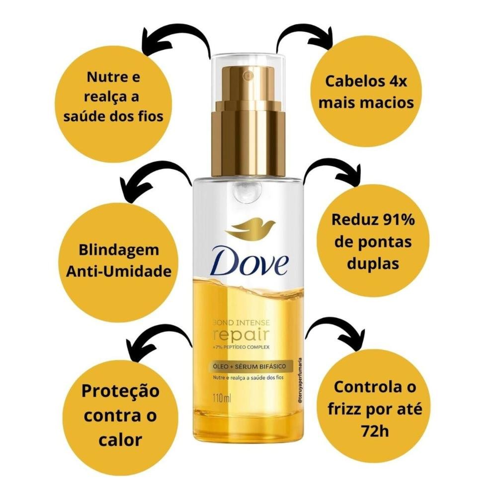 Kit Dove Bond Intense Repair: 3 Óleos Capilares Sérum Bifásico 110ml ÚNICO 2