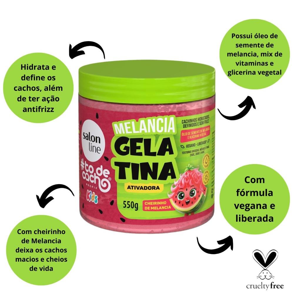 Kit Salon Line Kids #todecacho: 2 Gelatinas Ativadoras Melancia 550g ÚNICO 2