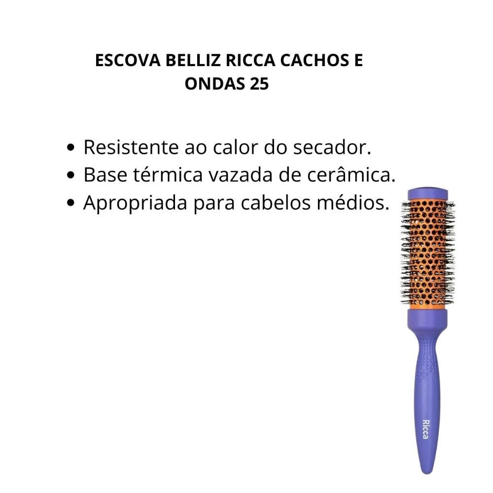 Escova Belliz Ricca Cachos e Ondas 25 Cod.901 ÚNICO 2