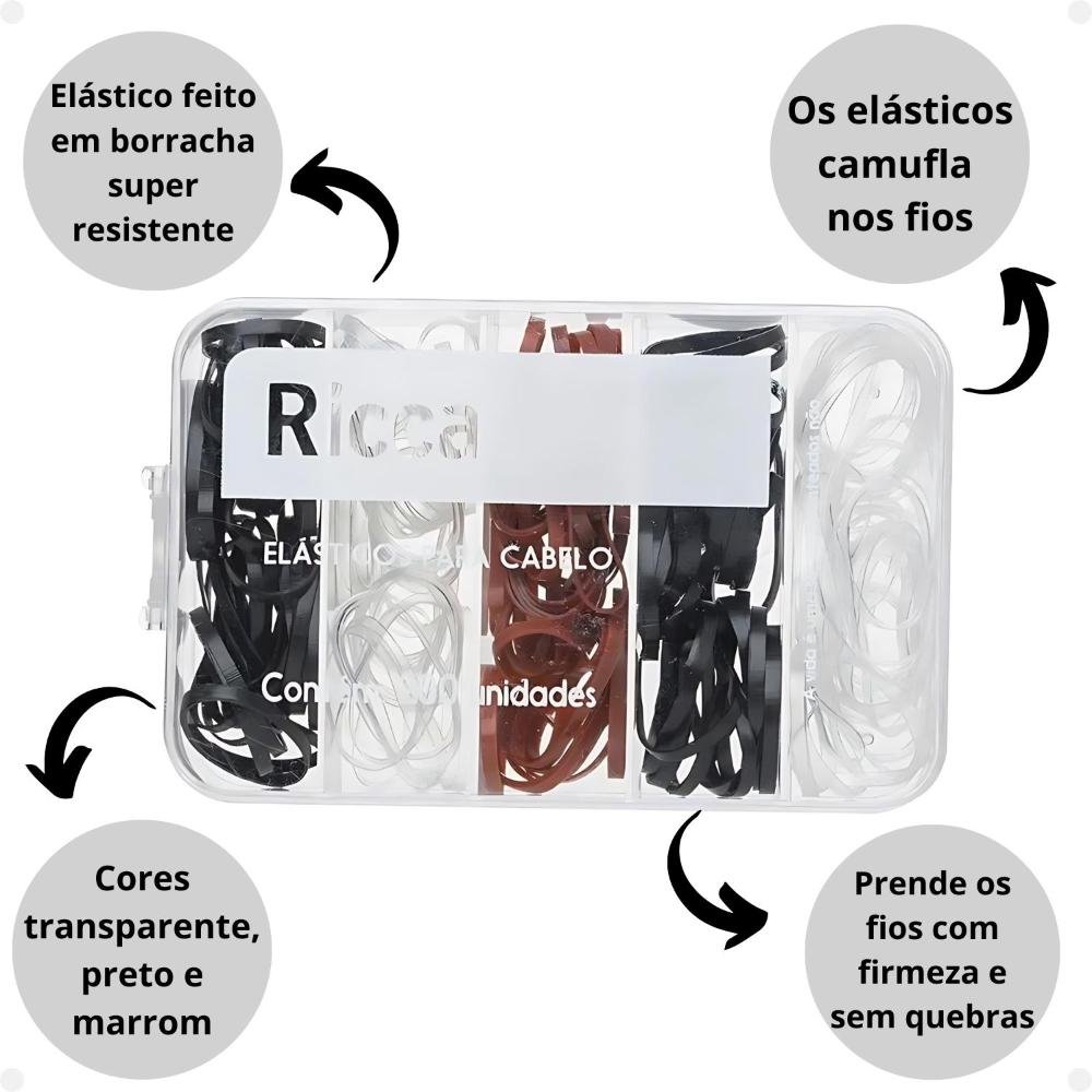 Elásticos Invisivéis Para Cabelo Ricca Com 200Un Cód.3344 ÚNICO 2