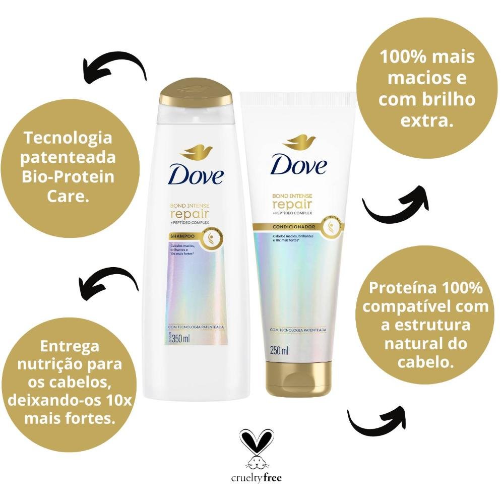 Kit Dove Bond Intense: Shampoo e Condicionador 250ml ÚNICO 2