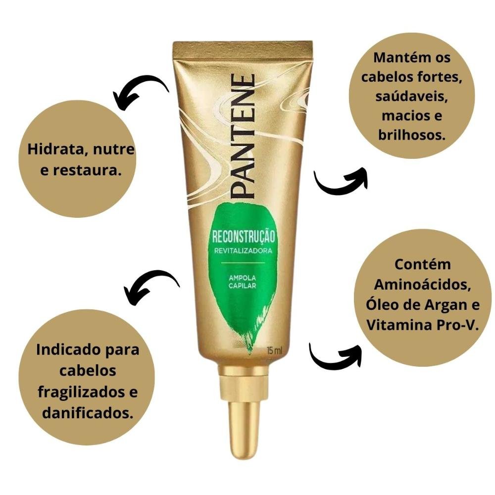 Kit Pantene Reconstrução: 3 Ampola Revitalizadora 15ml ÚNICO 2