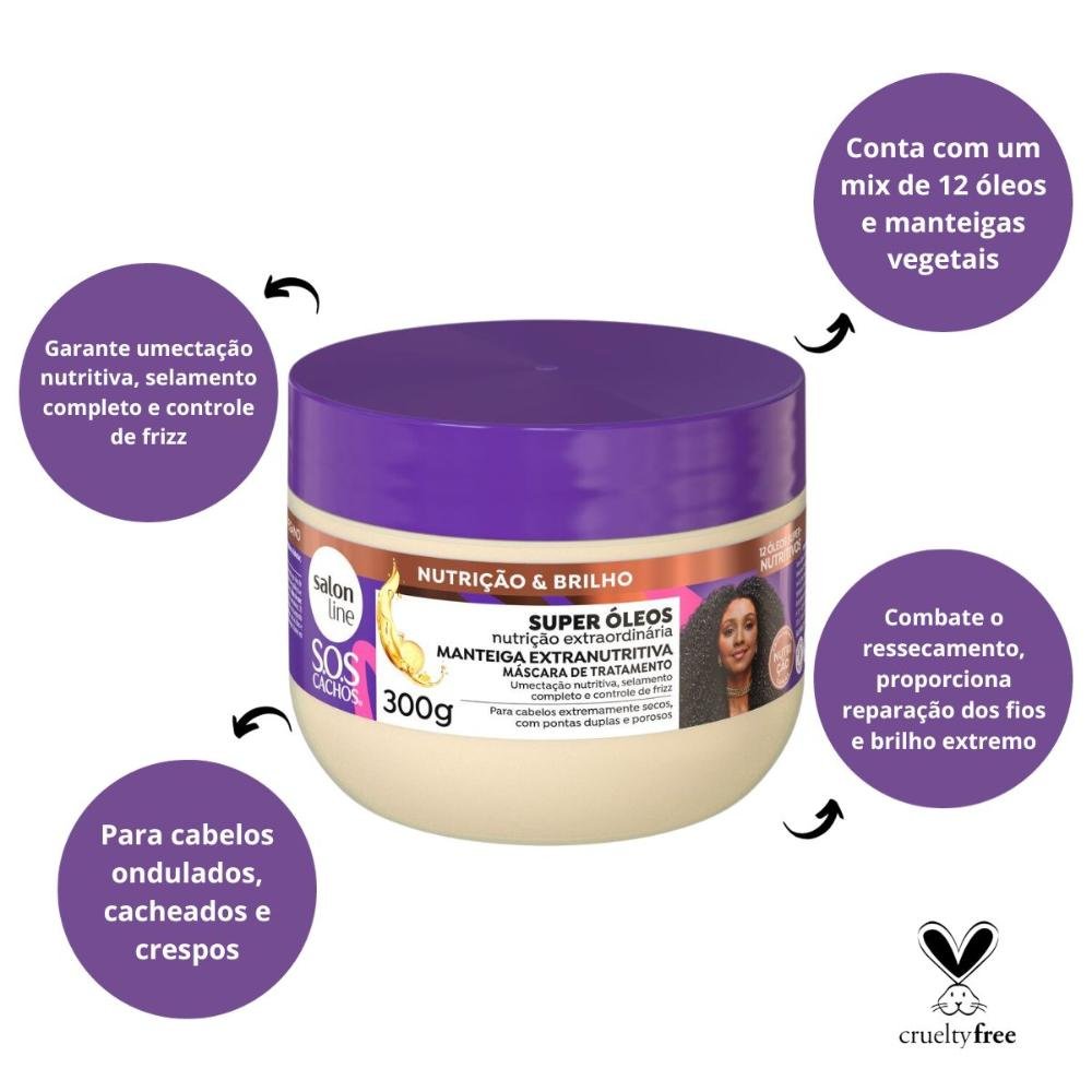 Máscara de Tratamento Salon Line Sos Cachos Super Óleos 300g 300g 2