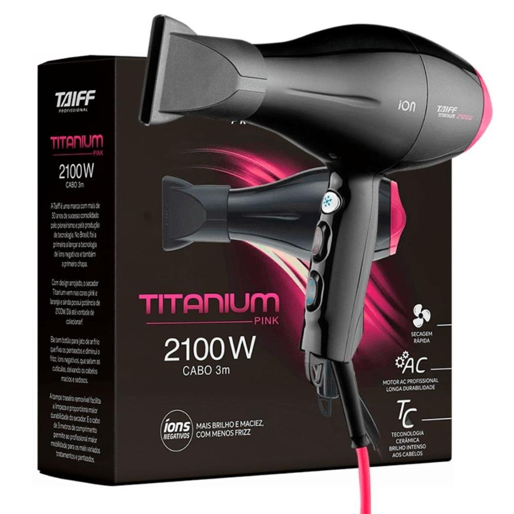 Taiff Secador Titanium Ion Rosa 2100w 110v 110V 1