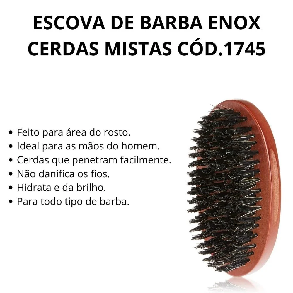 Escova de Barba Enox Cerdas Mistas Cód.1745 ÚNICO 2
