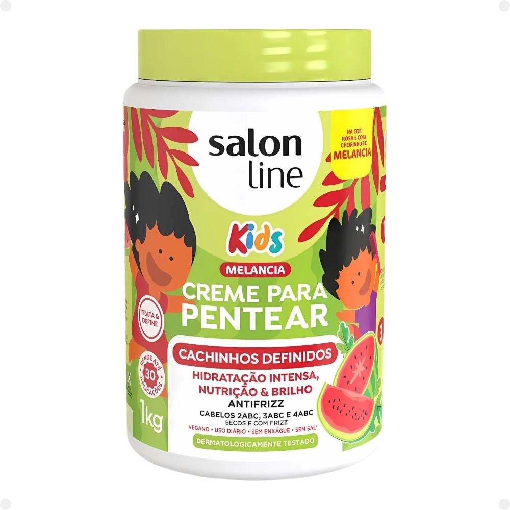 Kit Salon Line Kids: Shampoo e Condicionador + Creme para Pentear 1kg Melancia ÚNICO 4