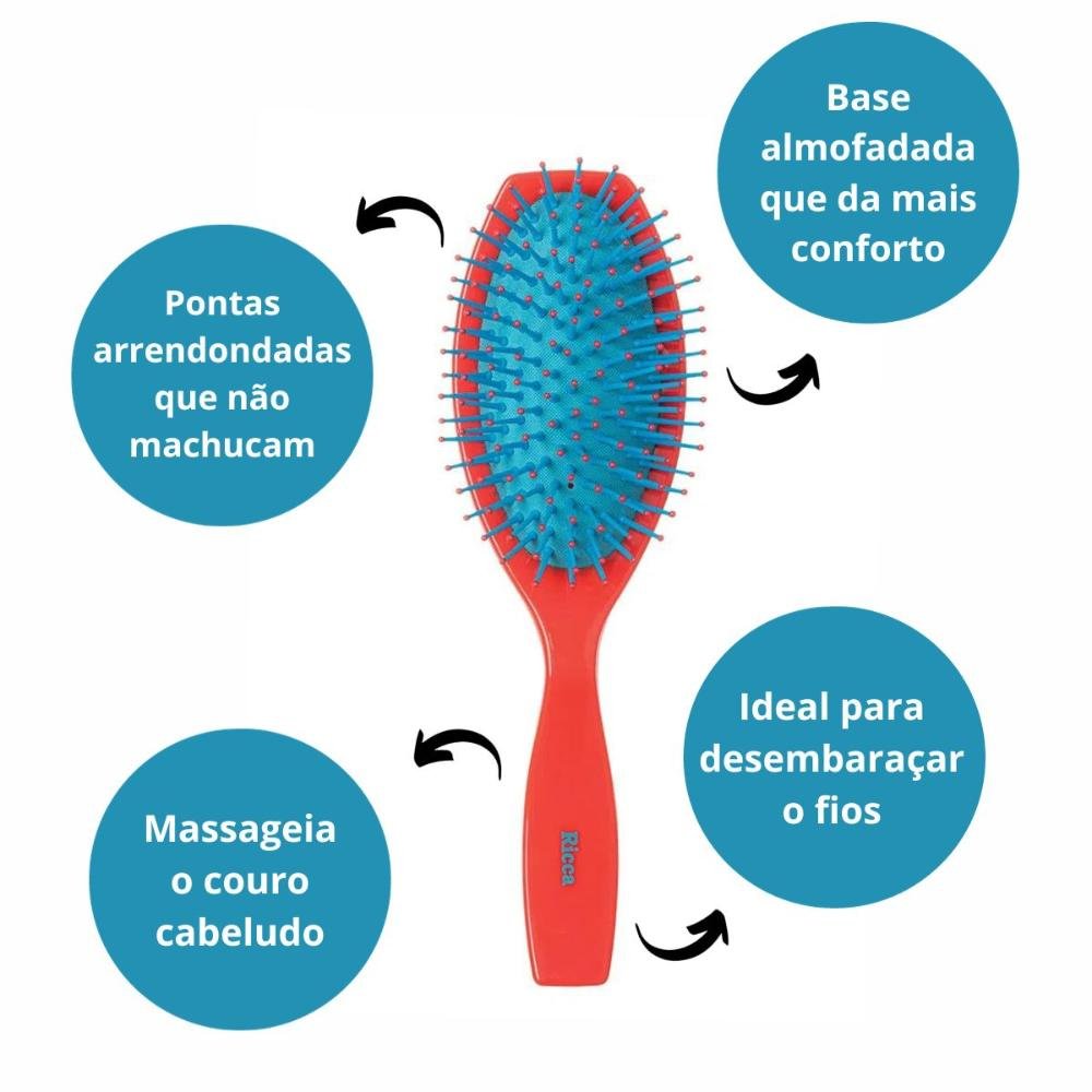 Escova de Cabelo Ricca Cereja Oval Almofadada Cód:2426 ÚNICO 2