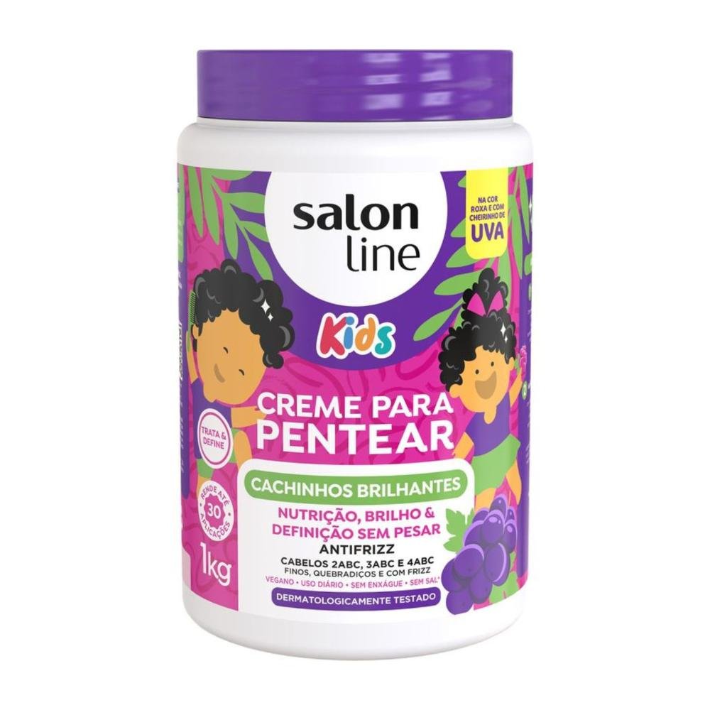Kit Salon Line Kids: 1 Creme para Pentear e 1 Gelatina Modeladora Uva ÚNICO 3