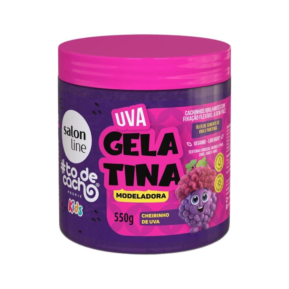 Kit Salon Line Kids: 1 Creme para Pentear e 1 Gelatina Modeladora Uva ÚNICO 5