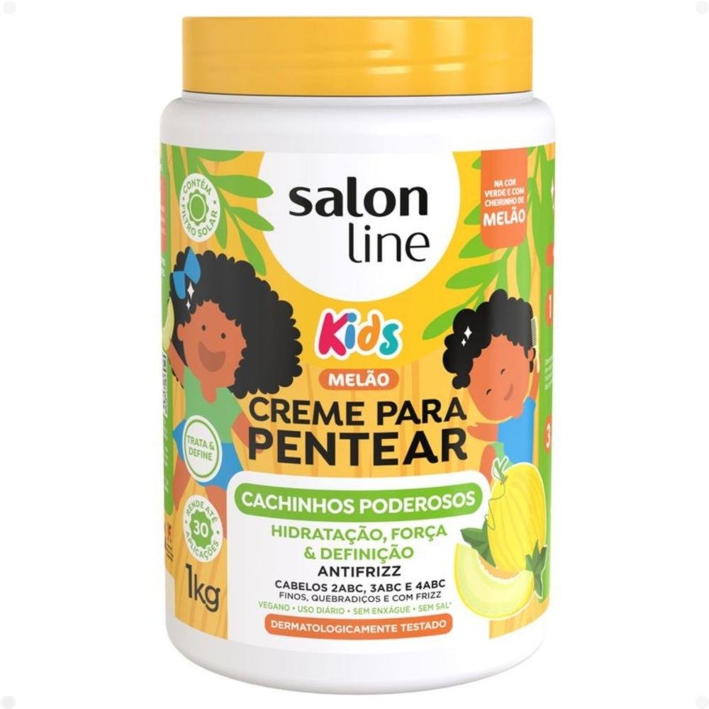 Kit Salon Line Kids: 1 Creme para Pentear e 1 Gelatina Antifrizz Melão ÚNICO 3