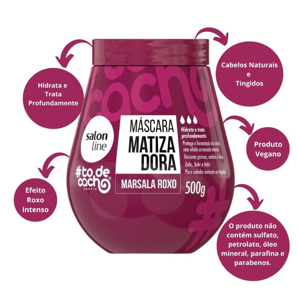Máscara Matizadora Salon Line #todecacho Marsala Roxo 500g 500g 2