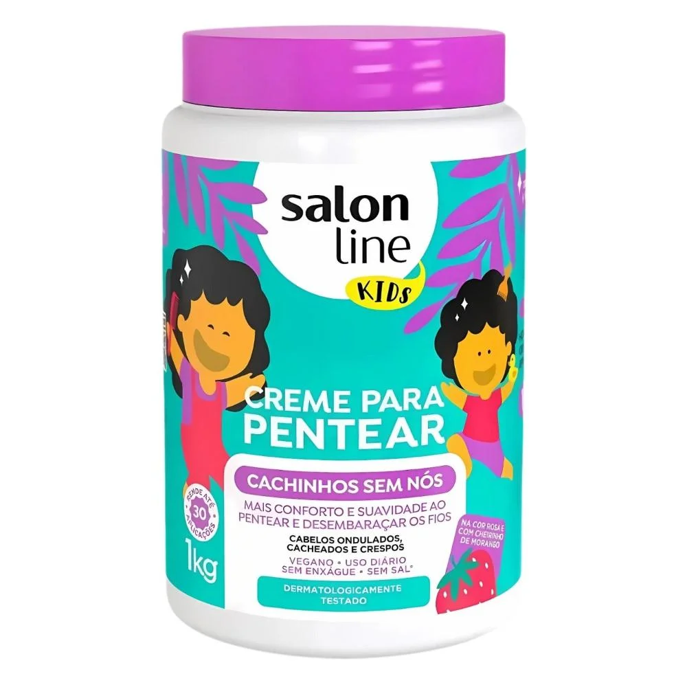 Kit Salon Line Kids: 1 Creme para Pentear e 1 Gelatina Desembaraçante Morango ÚNICO 3