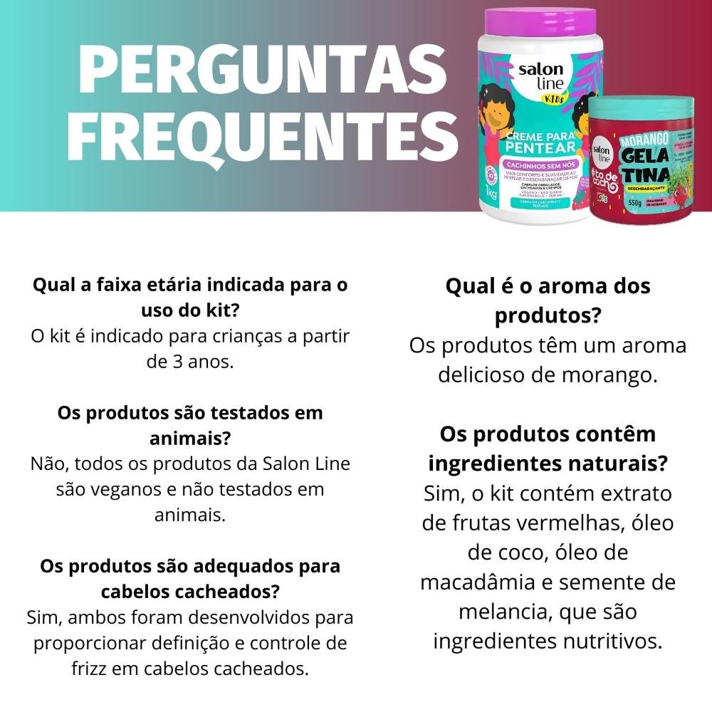 Kit Salon Line Kids: 1 Creme para Pentear e 1 Gelatina Desembaraçante Morango ÚNICO 6