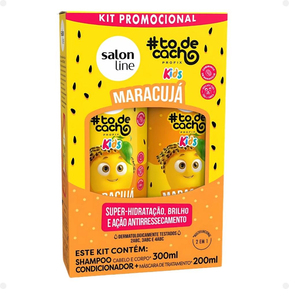 Kit Salon Line Kids: Shampoo e Condicionador + Creme para Pentear 1kg e Gelatina Hidratante Maracujá 1kg 3
