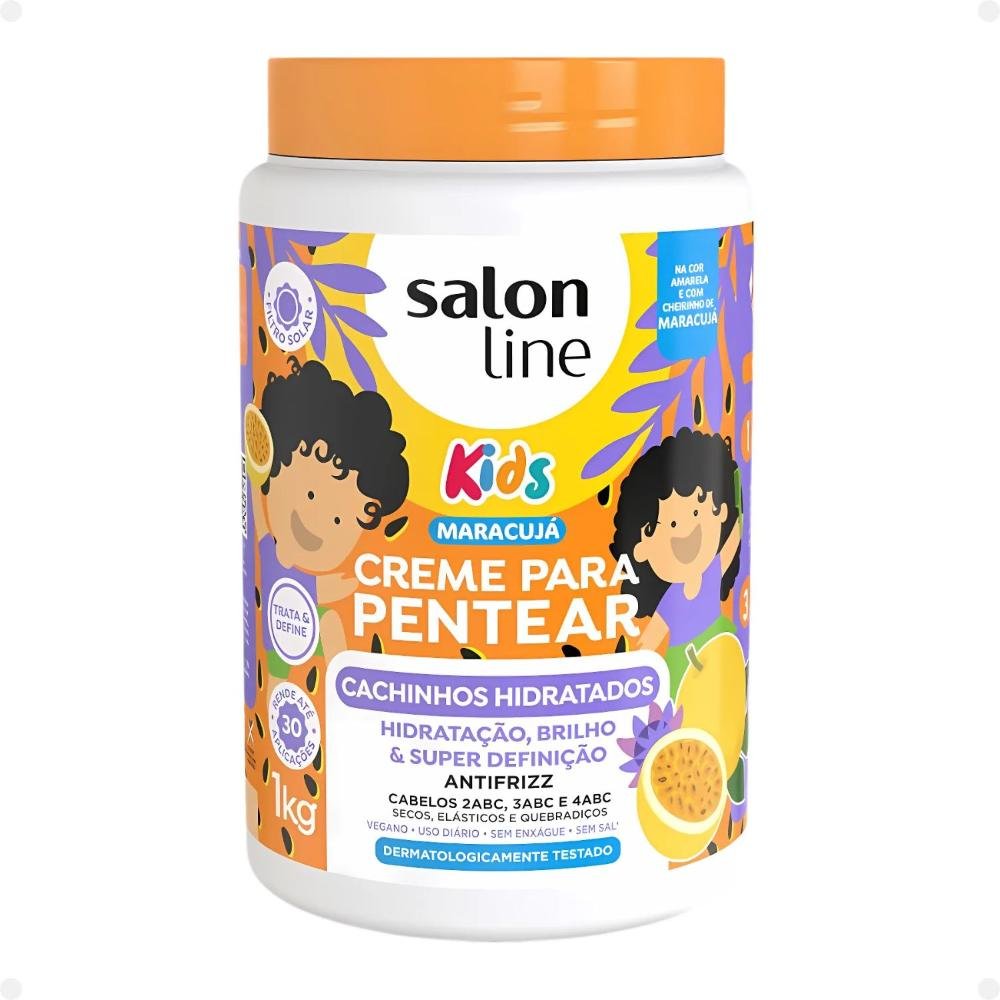 Kit Salon Line Kids: Shampoo e Condicionador + Creme para Pentear 1kg e Gelatina Hidratante Maracujá 1kg 4