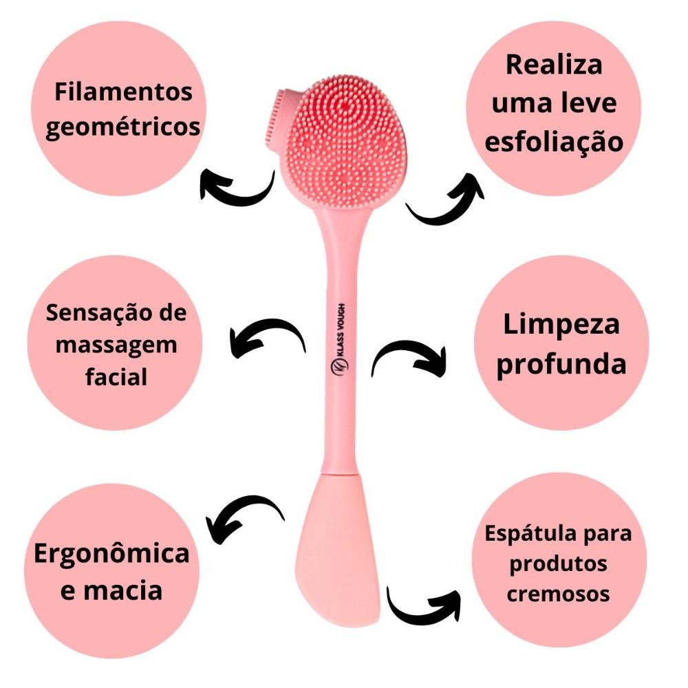 Escova de Limpeza Facial Klass Vough Double Cleanser Rosa Fc-06 ÚNICO 6