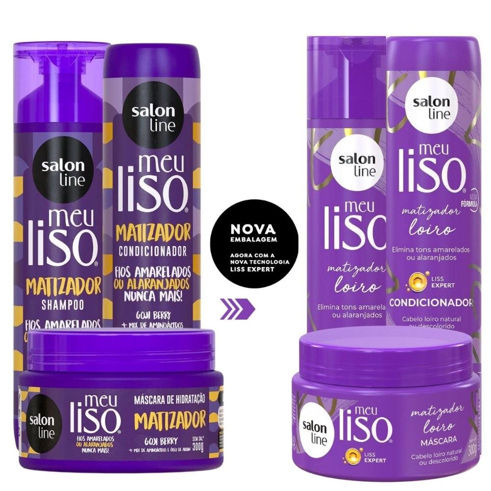Kit Salon Line Meu Liso Matizador Loiro C/3 ÚNICO 2