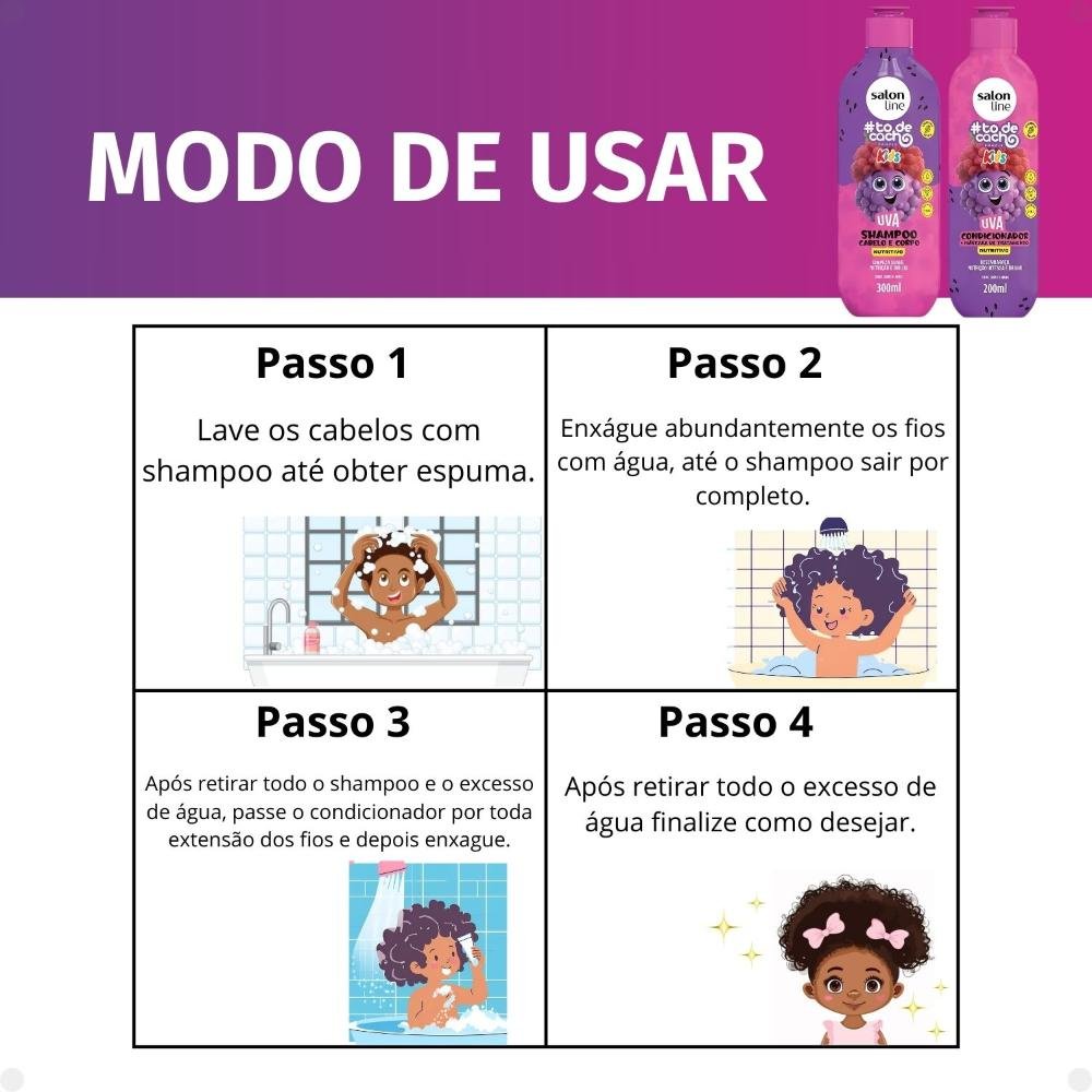Salon Line Kids #todecacho: Shampoo e Condicionador Uva ÚNICO 5