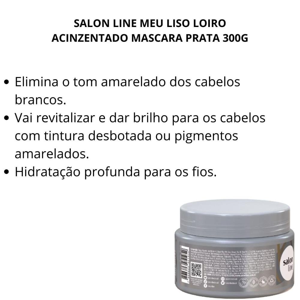 Salon Line Meu Liso Loiro Acinzentado Mascara Prata 300g 300g 2