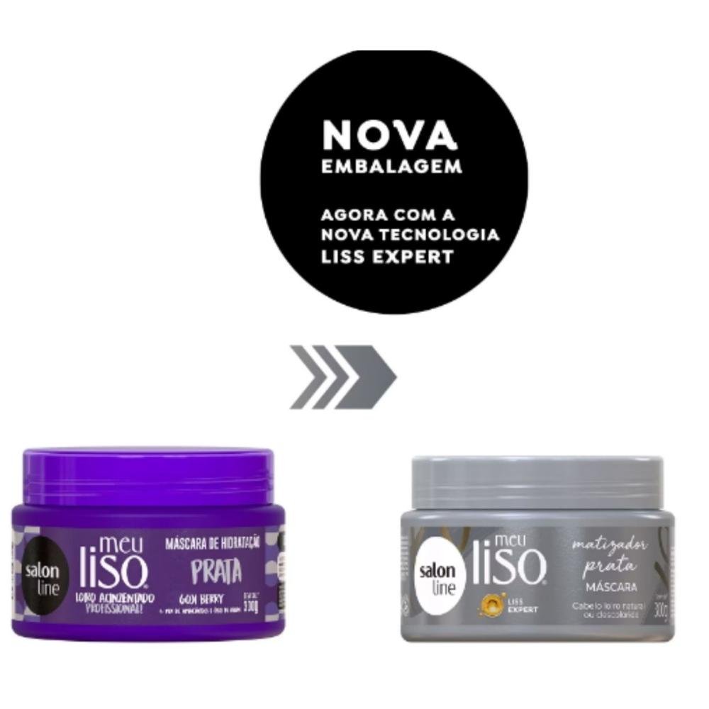 Salon Line Meu Liso Loiro Acinzentado Mascara Prata 300g 300g 3
