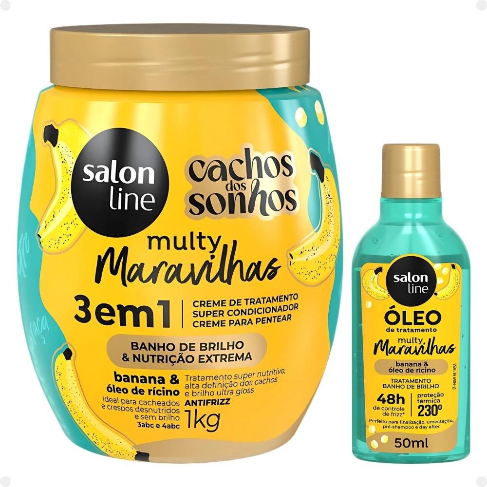 Kit Salon Line Multy Maravilhas: 1 Creme 3 em 1 e 1 Óleo Banana ÚNICO 1