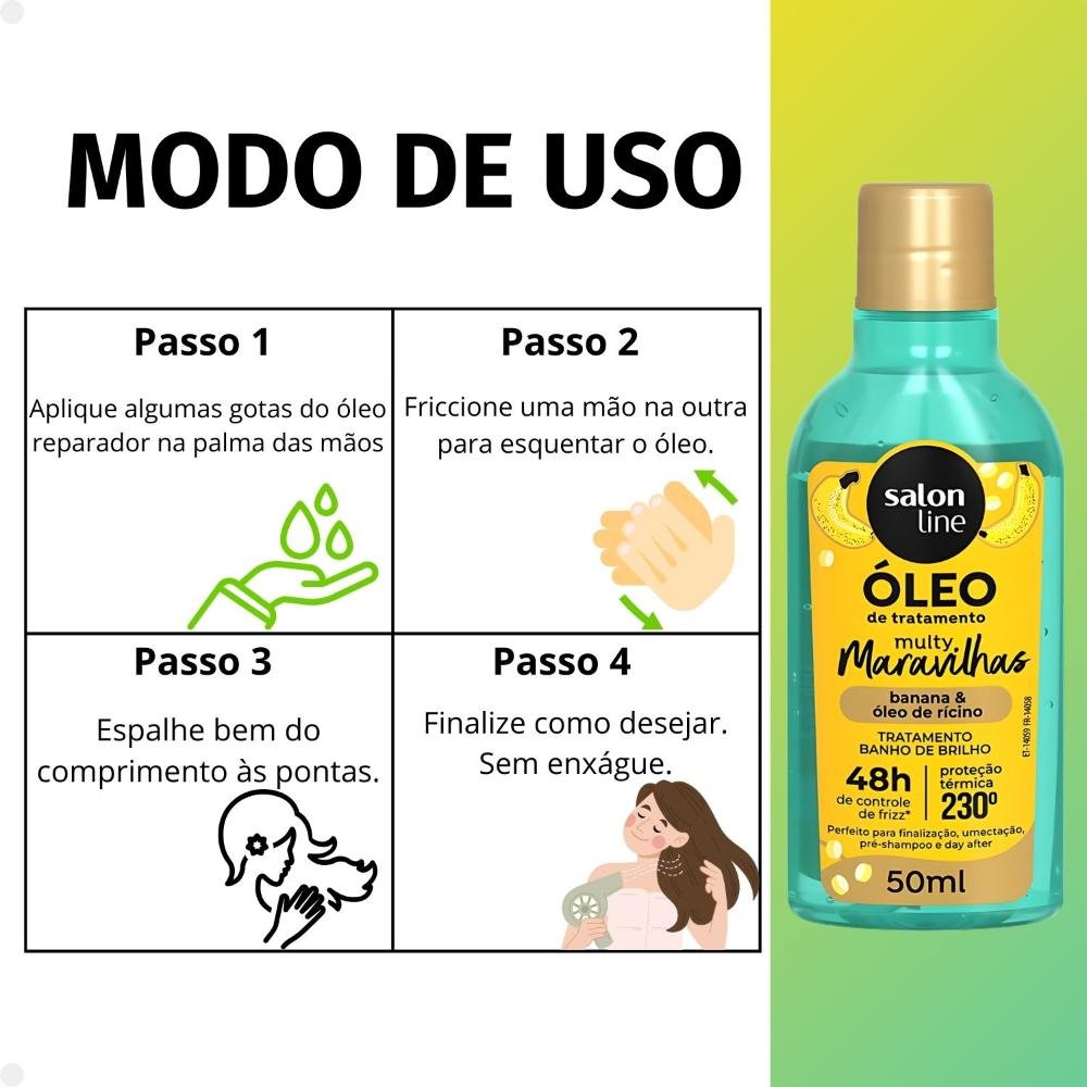 Kit Salon Line Multy Maravilhas: 1 Creme 3 em 1 e 1 Óleo Banana ÚNICO 6