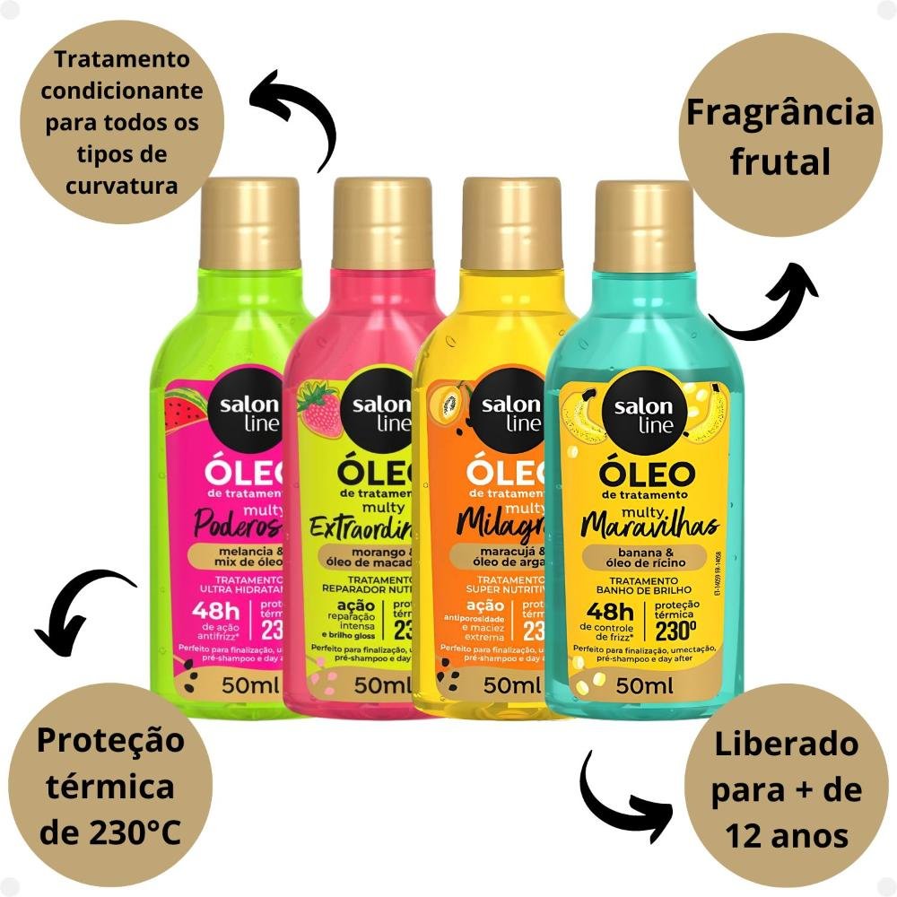 Kit Salon Line Multy Óleos: Melancia, Morango, Maracujá e Banana ÚNICO 2