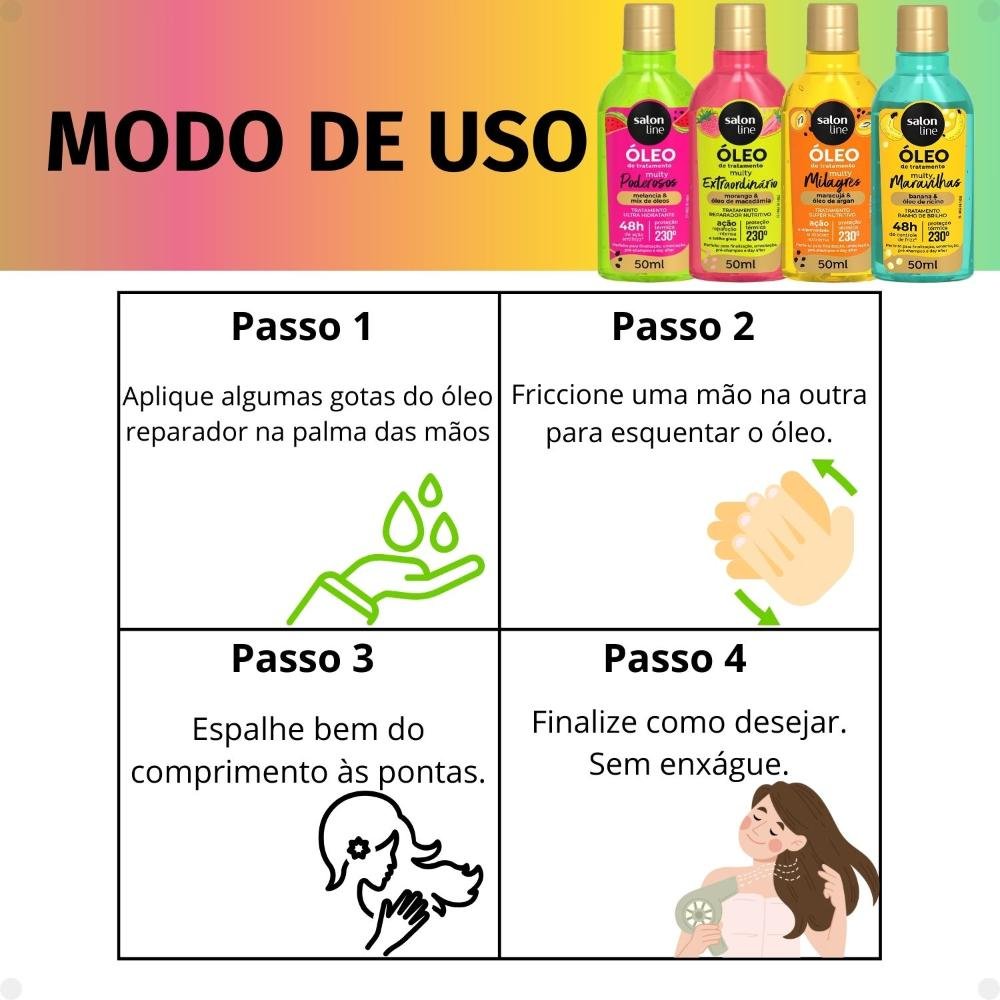 Kit Salon Line Multy Óleos: Melancia, Morango, Maracujá e Banana ÚNICO 7