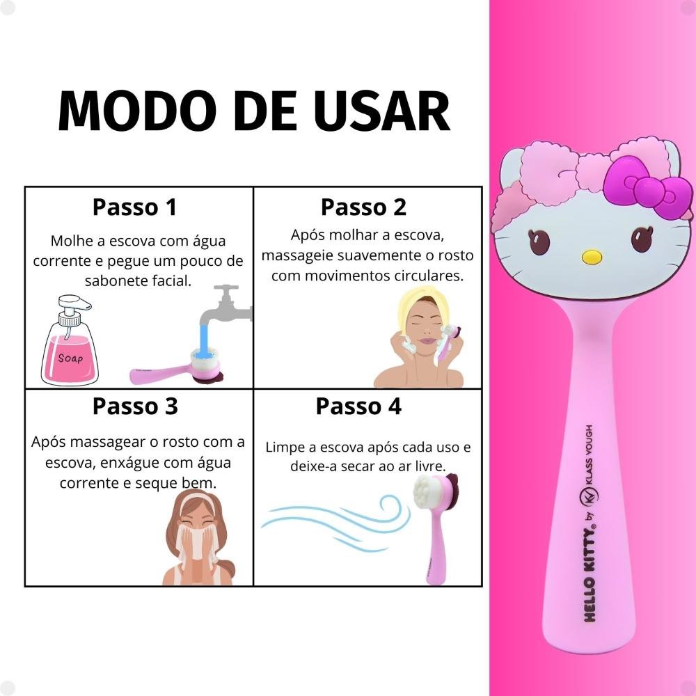 Escova de Limpeza Facial Hello Kitty By Klass Vough Cleanser Fchk-01 ÚNICO 7