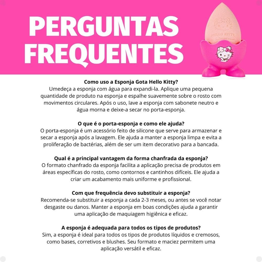 Esponja Gota com Case Hello Kitty By Klass Vough Rose Glow Sponge Kit Pfhk-03 ÚNICO 11