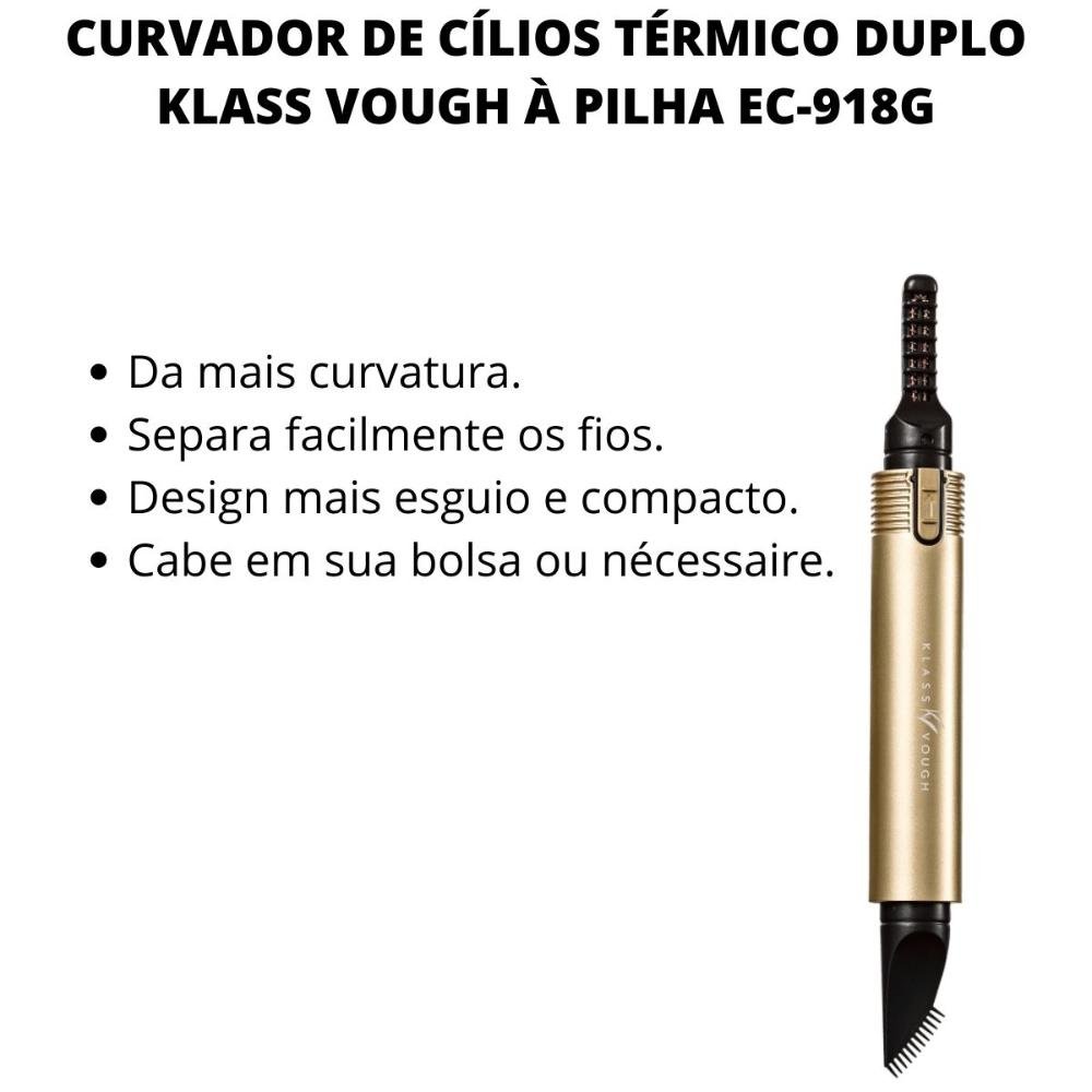 Curvador de Cílios Térmico Duplo Klass Vough À Pilha Ec-918g ÚNICO 2