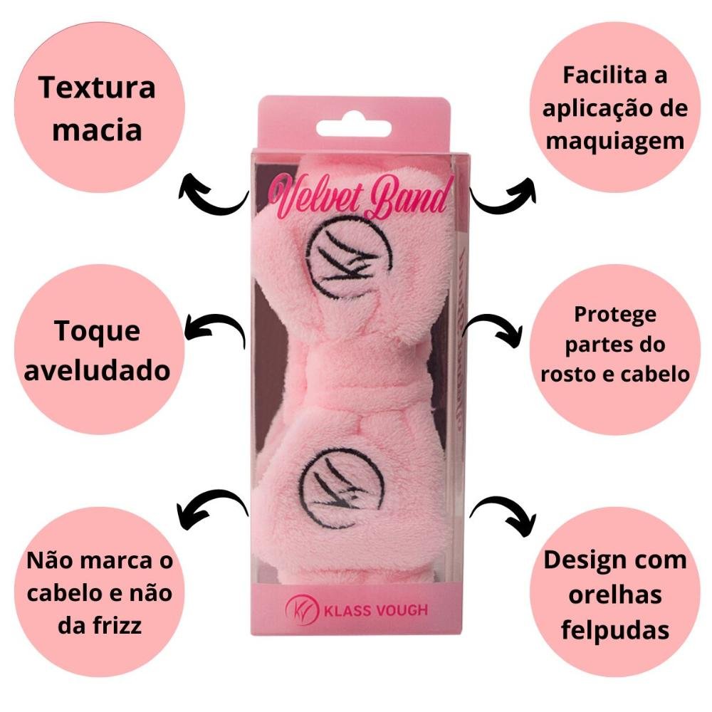 Faixa de Cabelo Aveludada Klass Vough Velvet Band Rosa Vb-01 ÚNICO 2
