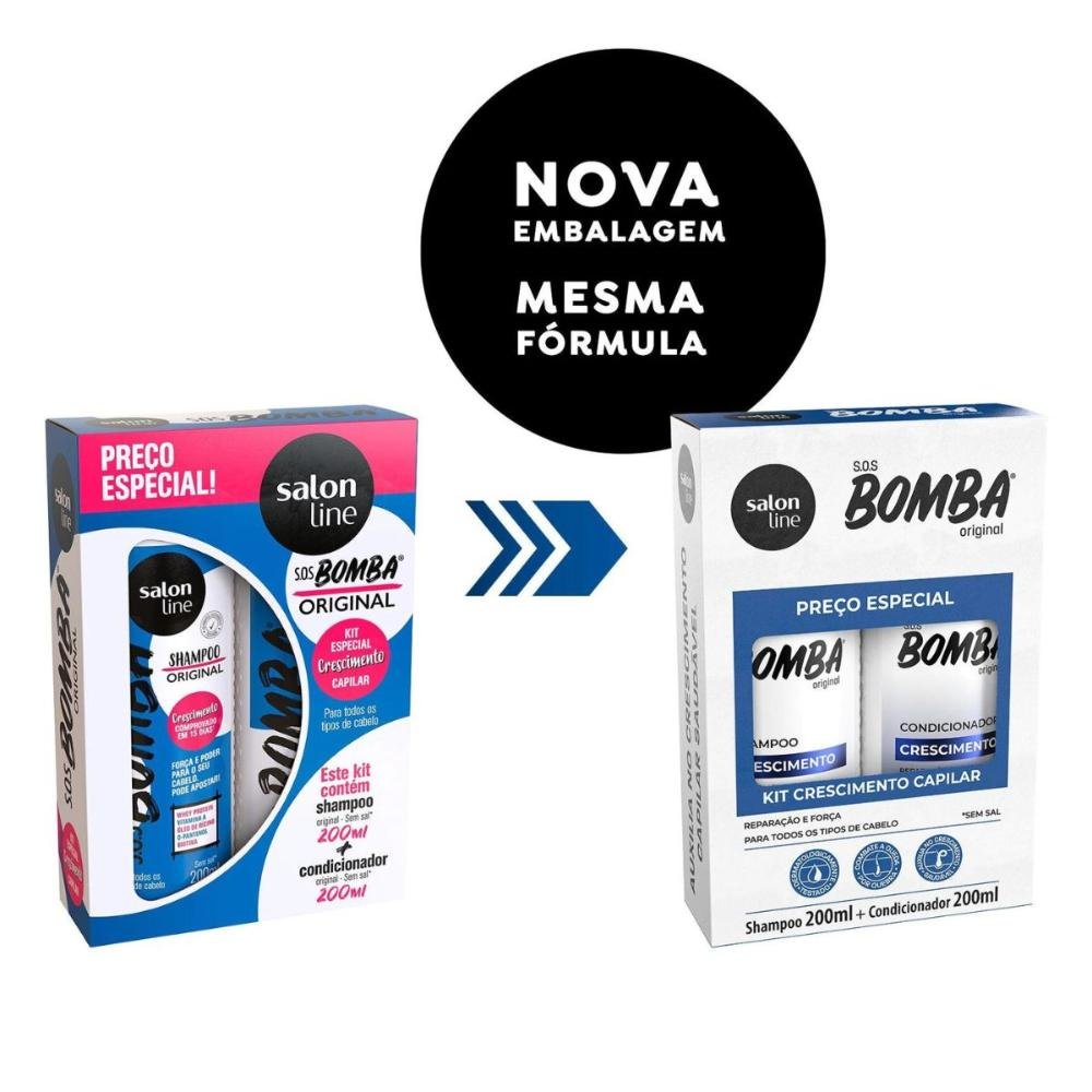 Shampoo + Condicionador Salon Line Sos Bomba Crescimento 200ml ÚNICO 4