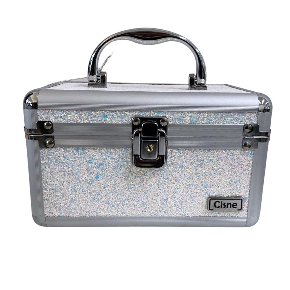 Maleta de Maquiagem Cisne Linha Shine Branco Glitter e Prata Csn-5120B ÚNICO 4