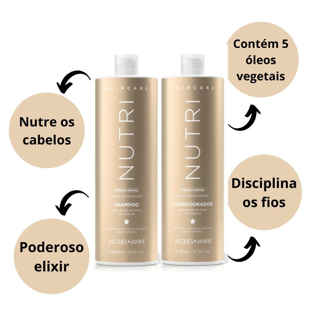 Shampoo + Condicionador Jacques Janine Hair Care Nutri 750ml ÚNICO 5