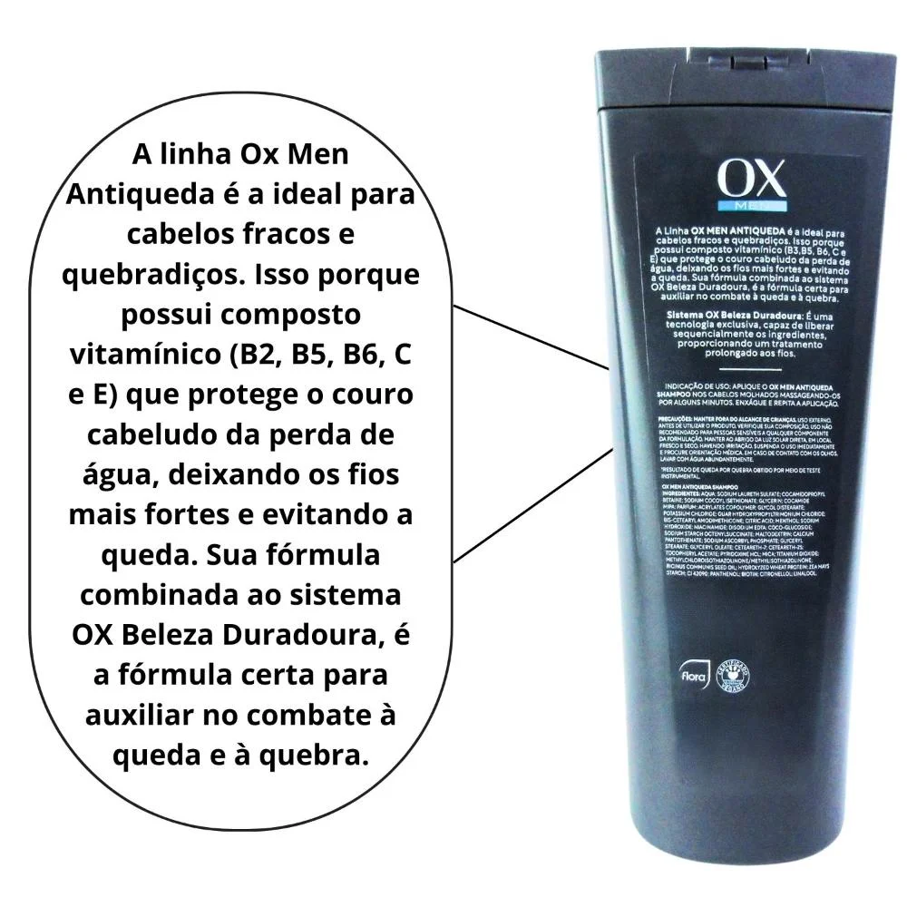Shampoo Antiqueda Ox Men Com Mentol 400ml 400ml 4