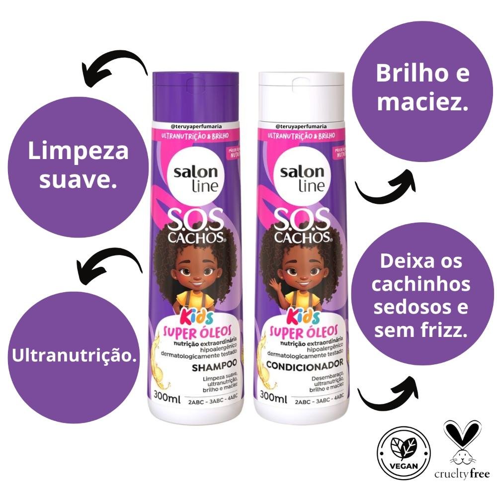 Shampoo + Condicionador Salon Line Kids Sos Cachos Super Óleos 300ml 300ml 2
